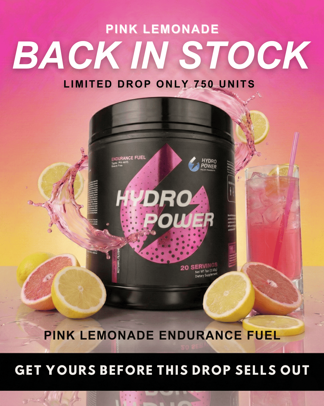LIMITED EDITION: "PINK LEMONADE" Endurance Fuel + FREE Shaker + Stickers
